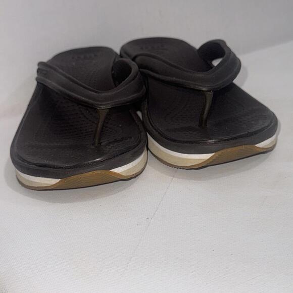 Crocs Brown Tan Classic Platform Retro Gorpcore Waterproof Wedge Flip Flops Sz 6 - Picture 4 of 15